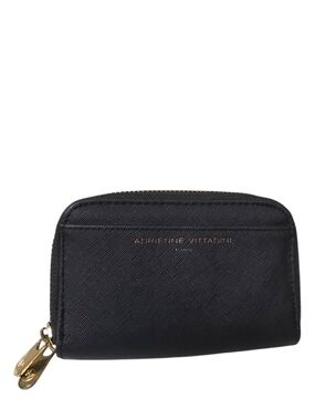 Adrienne Vittadini Navy Zip Card Wallet with Gold Hardware